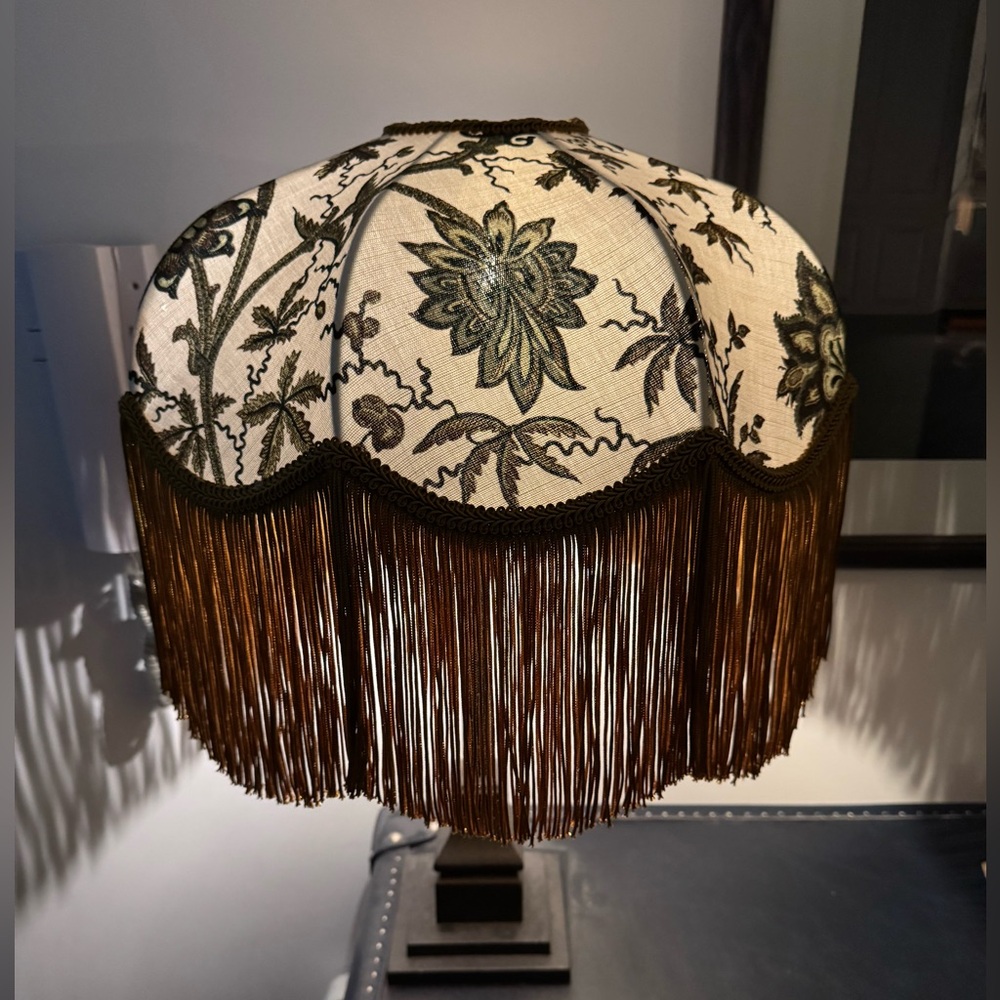 House of Hackney Tilia lampshade in cream/green cotton linen